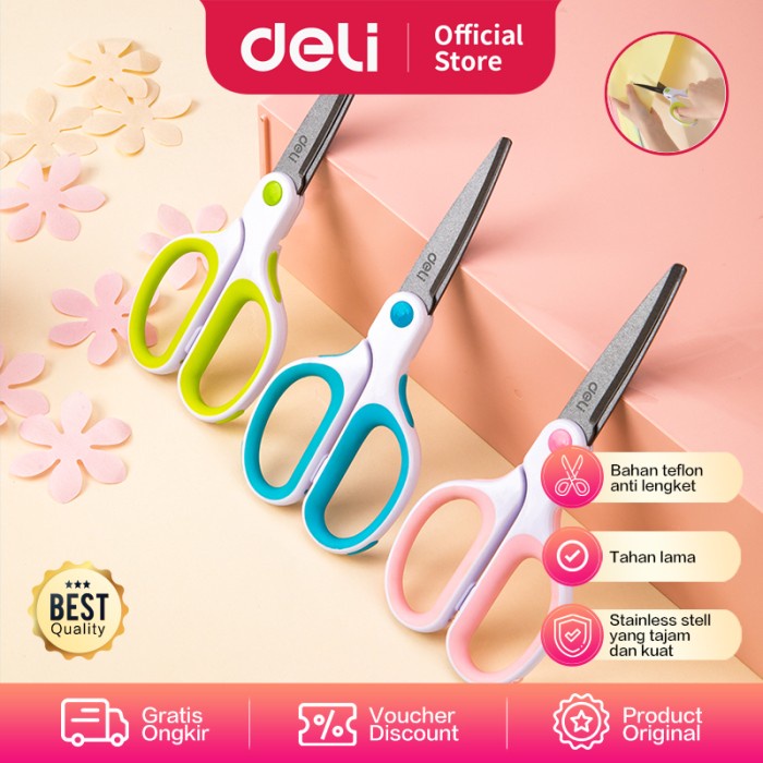 

CODE0IB Deli 6054 Gunting-Soft-touch Teflon Effortless Scissors 175mm