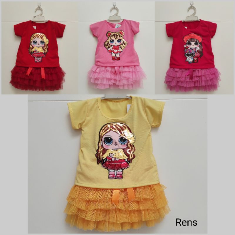 Setelan dress baju rok TUTU LOL anak bayi