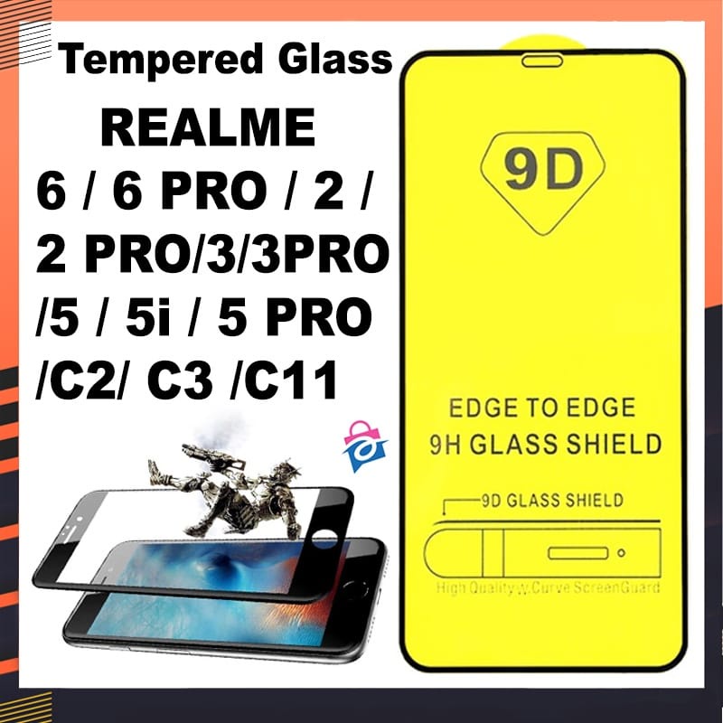 TEMPERED GLASS FULL LEM 9D ALL TYPE REALME NON PACKING