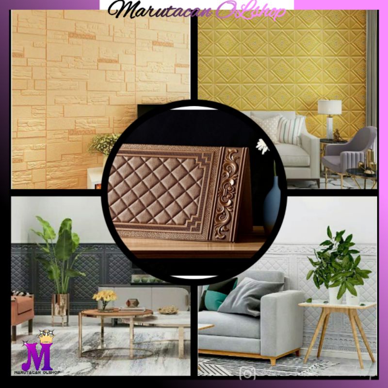 WALLPAPER FOAM / BRICKFOAM / WALLFOAM STICKER 3D MOTIF PINTU KAYU JATI ELEGANT