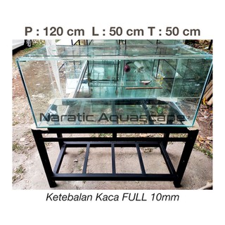 AQUARIUM KACA 120 X 50 X 50 CM FULL 10MM + RAK HOLO 4X6