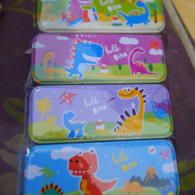 (125gr) tempat pensil / lepak seng besi bt21 animal-Dino