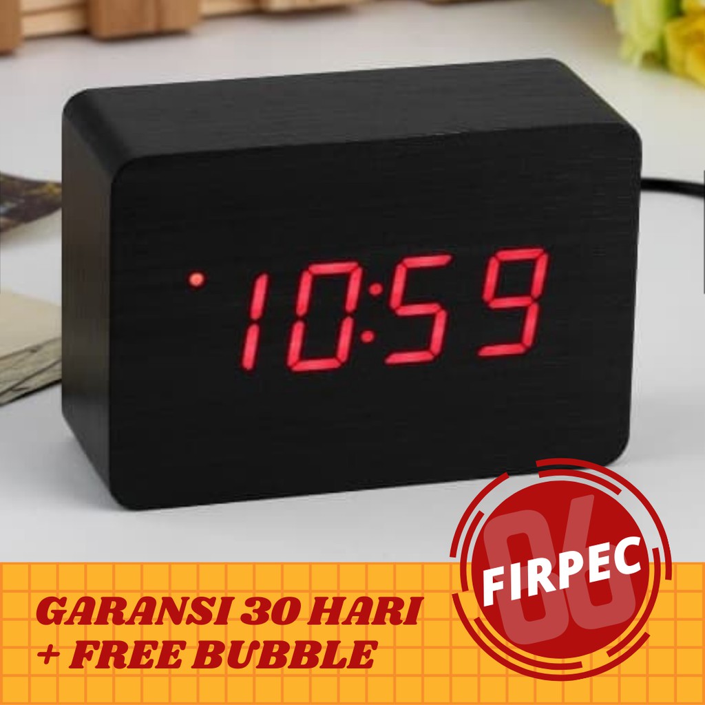 Jam Weker Alarm Kayu Digital Voice Control / JAM KAYU DIGITAL / JAM WEKER KAYU DIGITAL LED Medium