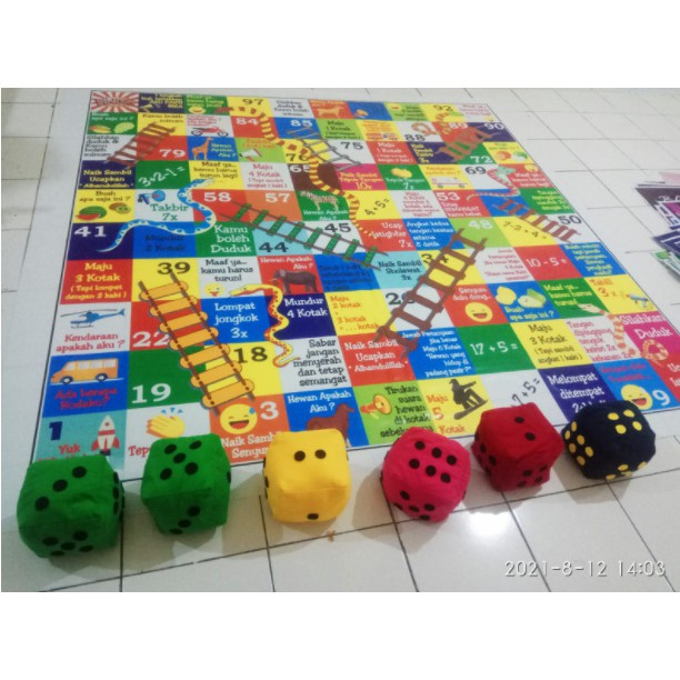 Ular Tangga Jumbo Mainan Edukasi Anak Free Bantal Dadu / Ular Tangga 1,5X1,5M Edukasi Umum,Islami