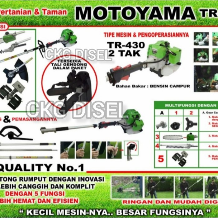 Mesin Potong Rumput Motoyama TR 430 Dilengkapi Dengan 5 Fungsi