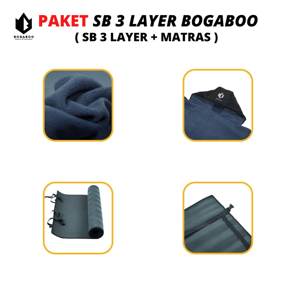 Paket Hemat Sleeping Bag 3 Layer BOGABO + Matras Karet - SB 3 Layer+Matras  -  sleeping bag