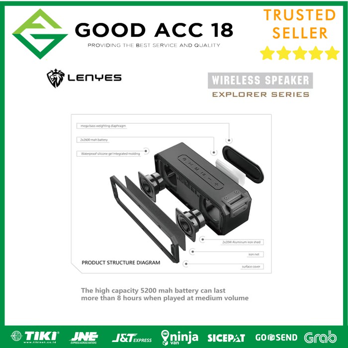 Speaker Bluetooth LENYES S108 Waterproof   Biru
