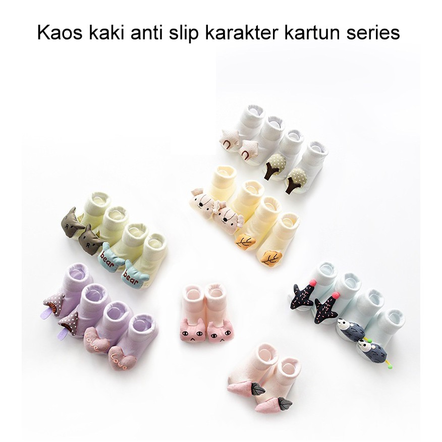 Prewalker kaos kaki bayi kaos kaki pendek 3D motif Kartun anti slip