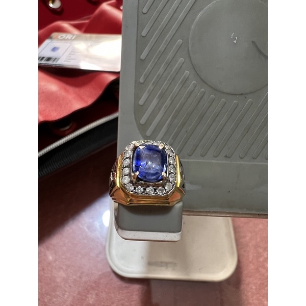 Blue Sapphire Safir Srilanka Memo Ring Gold Diamond