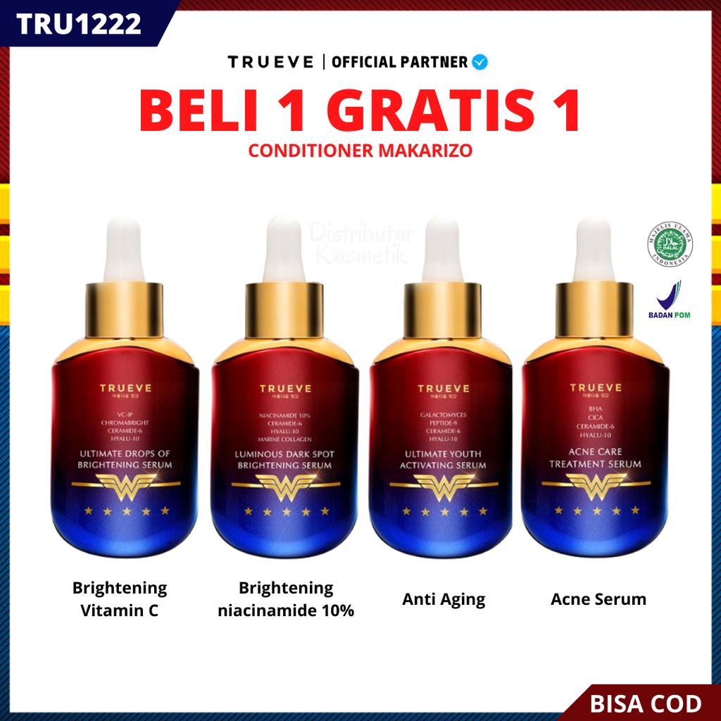 [ FREE GIFT ] TRUEVE X WONDER WOMAN - Luminous Dark Spot, Ultimate Drops, Acne Care, Youth Activating Serum 30ml