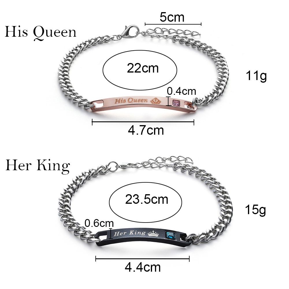 Love Bangle Men And Women Her King His Queen Steel Stainless Couple Bracelets