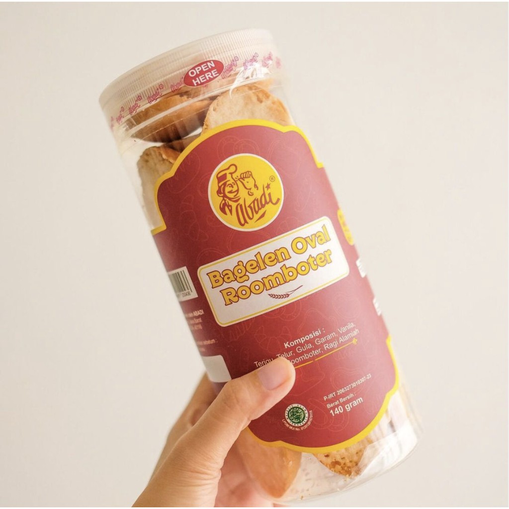 

Abadi Bagelen Oval Roomboter 140gr / tube Oleh-oleh Bandung Roti Kering Enak Renyah Camilan Snack