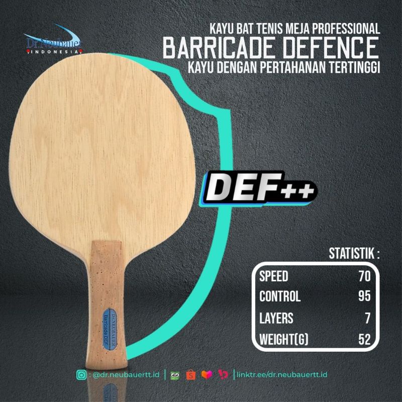 KAYU TENIS MEJA DR NEUBAUER BARRICADE DEFENCE ORIGINAL