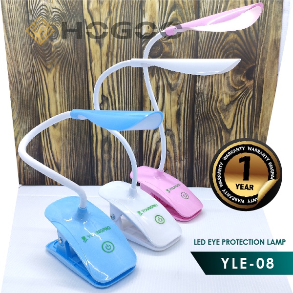 LAMPU MEJA BELAJAR JEPIT LAMPU BACA LED RECHARGEABLE BERGARANSI 1 TAHUN - YOUNGPRO YLE-08