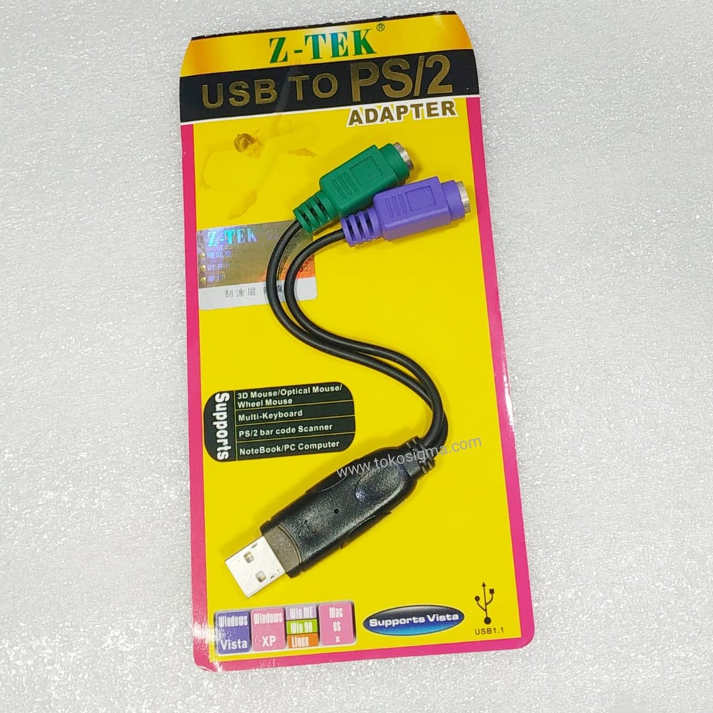 Converter USB TO 2 PS/2 PS2 Cable Adapter Z-TEK ZE-U16 Mouse Keyboard