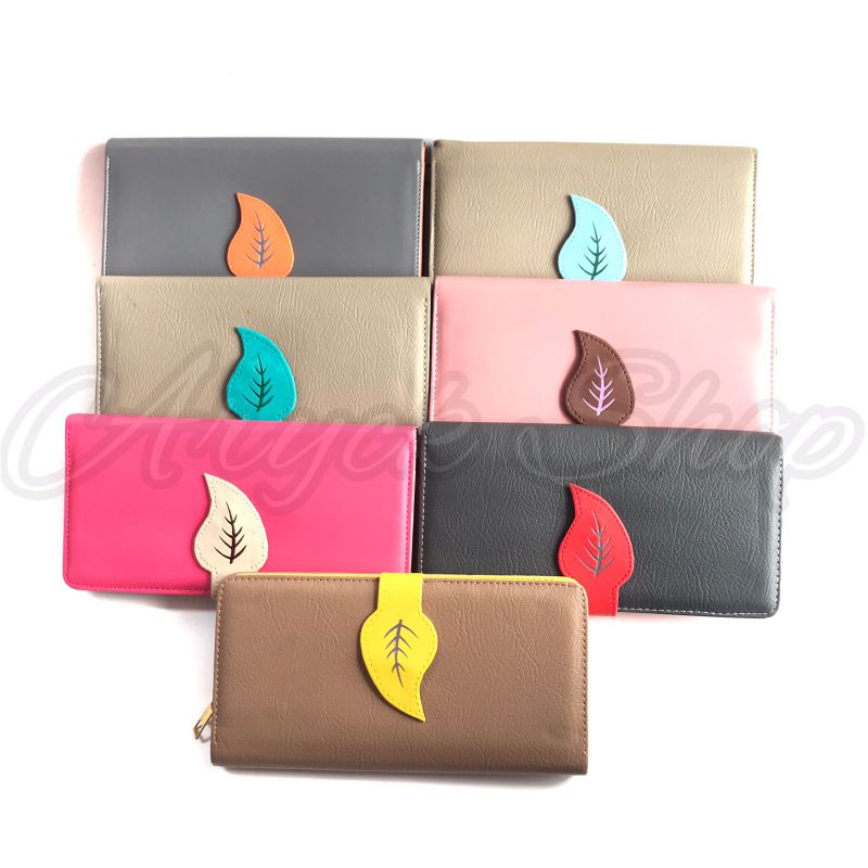 DOMPET POLOS DAUN - Dompet Lipat Panjang Wanita