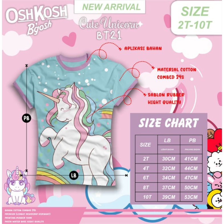 kaos oshkosh lengan pendek unicorn