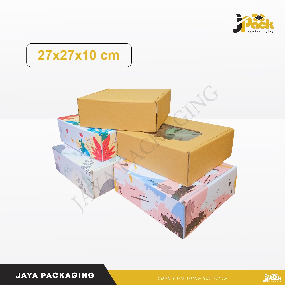 

Box 27x27x10 cm (Puding) kardus/Karton/Paking/Polos/Hampers/Boneka/Tart/floral/abstrak/tinggi10