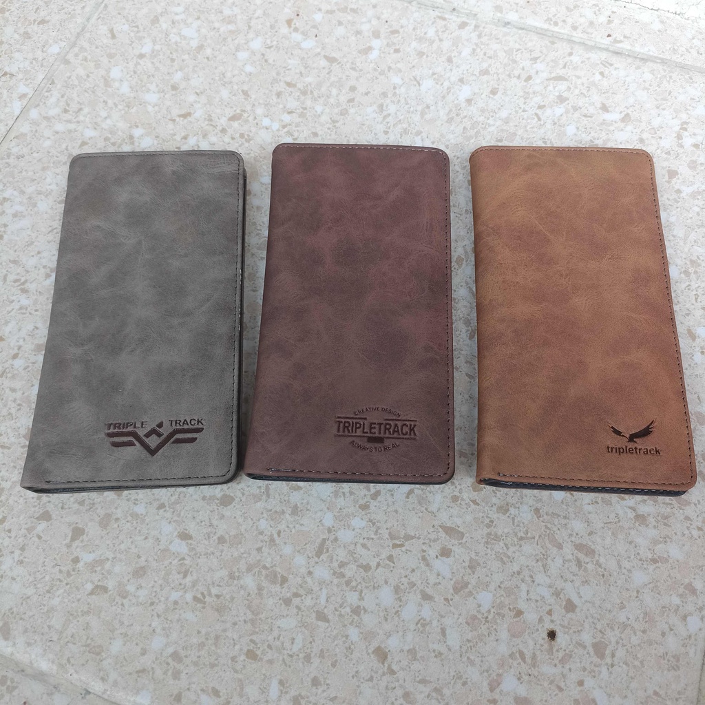 Dompet Panjang Pria Tripletrack Dompet Kulit PU D09