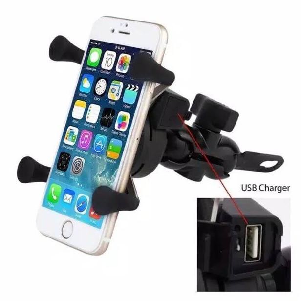[PROMO TERMURAH] Mounting  Holder X Grip Hp Smartphone bracket charger motor holder handphone holder