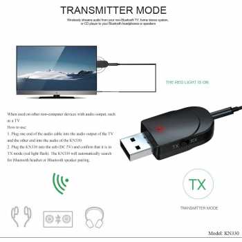 USB Bluetooth 5.0 Audio Receiver dan Transmitter 2 in 1 - KN330 CNS