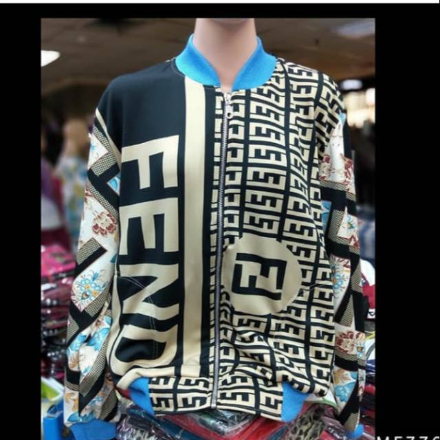 jaket bomber scuba motif fendy