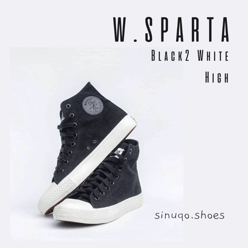 SINUQO - SEPATU LOKAL ORIGINAL WARRIOR SPARTA BLACK2 WHITE HIGH / SEPATU LOKAL PRIA WANITA ORIGINAL 