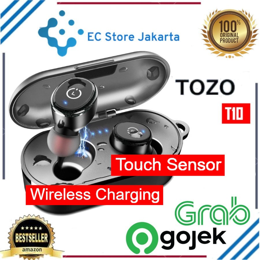 TOZO T10 Bluetooth 5.0 Wireless Earbuds with Wireless Charging Case IPX8 Waterproof TWS Stereo