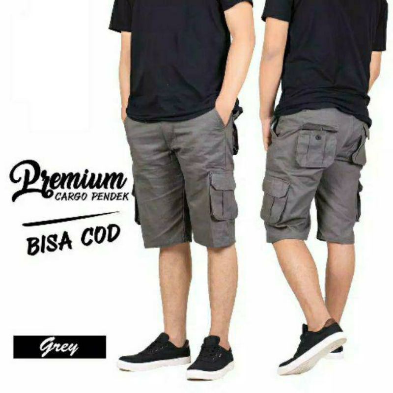 CELANA CARGO PENDEK SIZE 28-33 HITAM MOCA GREY CREAM