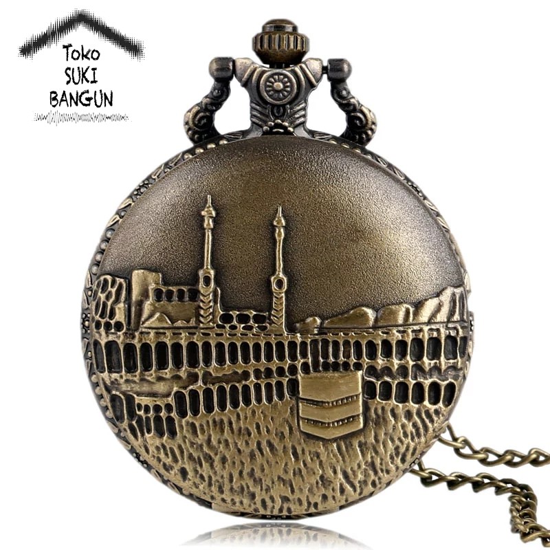 PW 009-010 BIG Pocket Watch Bronze Metal Pendant Chain Kalung Jam Saku