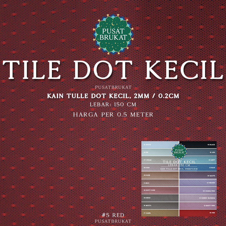 KAIN TILE DOT KECIL - BAHAN TULLE POLKADOT BINTIK HALUS LEMBUT , Lebar: 150cm [harga per 0.5m]