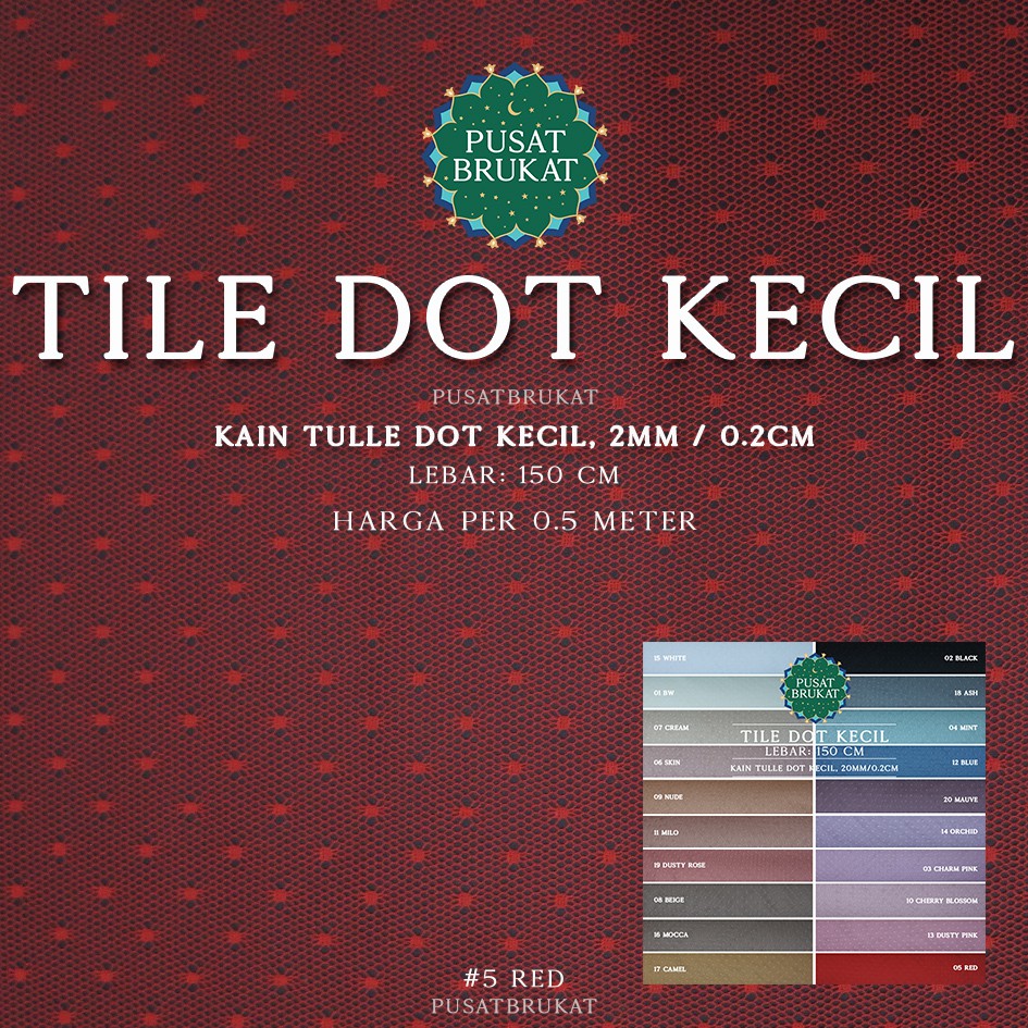 KAIN TILE DOT KECIL #1 - TULLE POLKADOT, Ø 0.2CM / 2MM, Lebar: 150cm [harga per 0.5m]