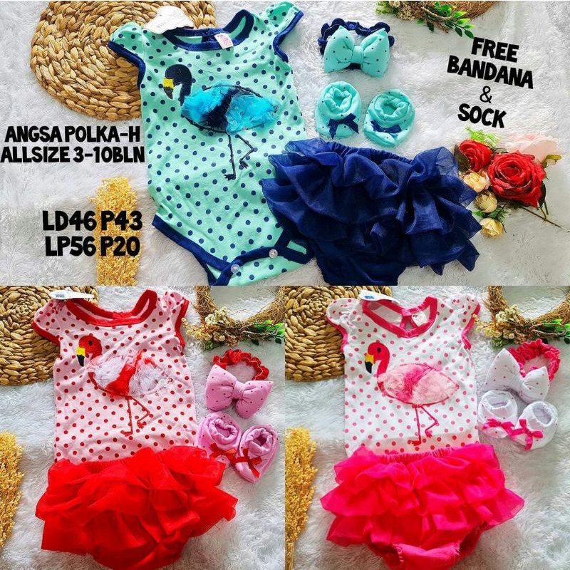 SETELAN BAJU BAYI PEREMPUAN 0-18 BULAN / SET JUMPER ROK TUTU FREE BANDO ANGSA / SETELAN BAJU BAYI CEWEK LUCU / SETELAN ROK TUTU ANGSA BAYI