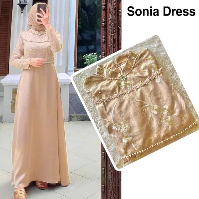 GAMIS HELLEN MAXY SONIA DRES PESTA SIZE STANDAR DAN JUMBO  MAXY VELVET BORKAT