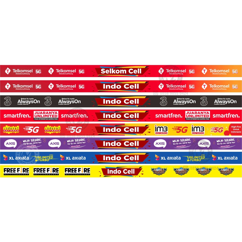 STIKER VINYL LIST ETALASE KACA HP / KONTER PULSA PANJANG (CUSTOM NAMA KONTER)
