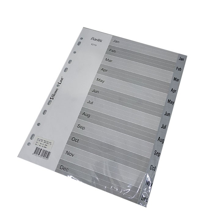 

Tokotab - Devider Bantex 6219 A4 PP JAN-DEC INDEX GREY