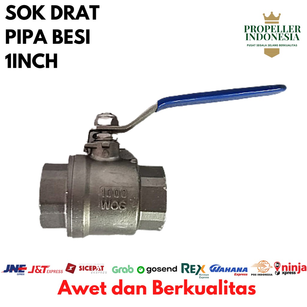 Sok Drat Pipa Besi 1Inch Stainlees Steel Dua Potong Penuh Port