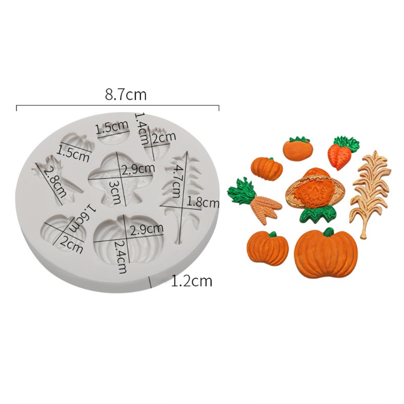 Zzz 4pcs / Set Cetakan Fondant Bahan Silikon Desain Labu / Orang-Orangan Sawah Untuk Halloween