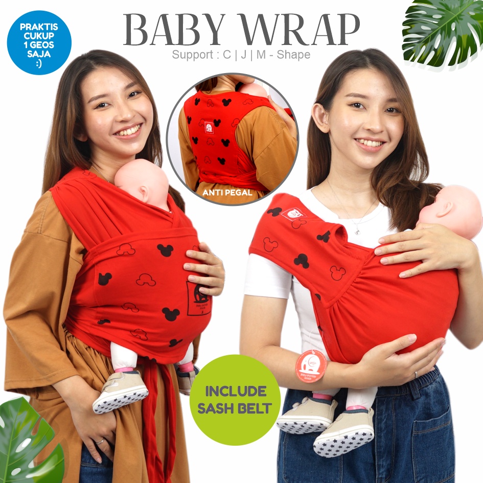 Gendongan Bayi M Shape Depan Samping Geos Gendongan Baby Wrap Instan Premium