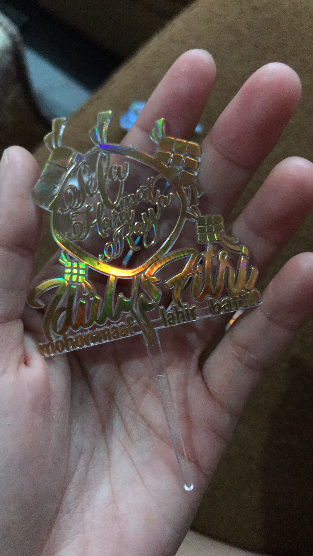 Ti-0137-f Cake Topper Tulisan Idul Fitri Lebaran Biru