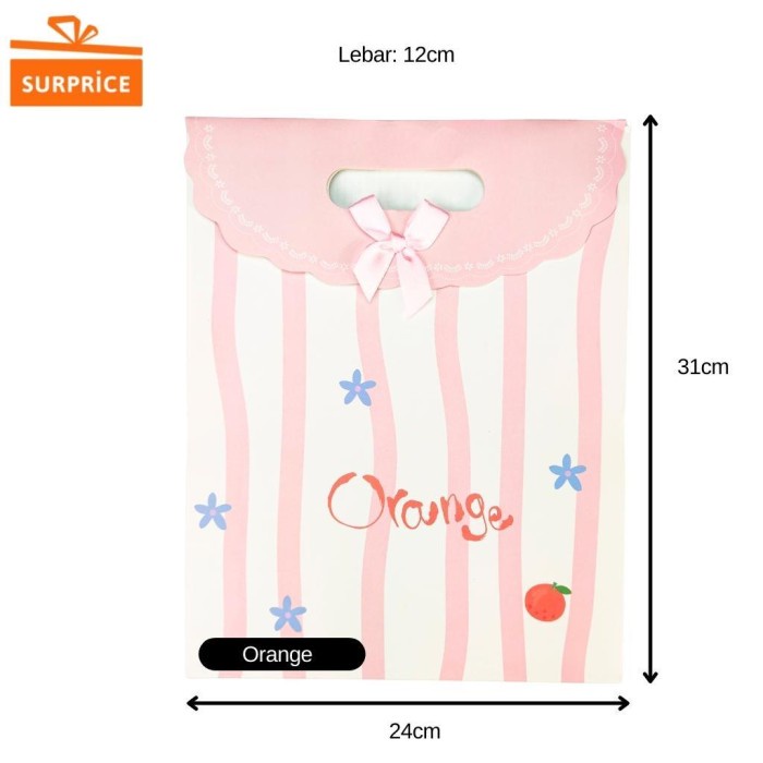 

NEW Paper Bag 24x31x12 / Paperbag Jumbo / Tas Kertas / Tempat Kado - Orange