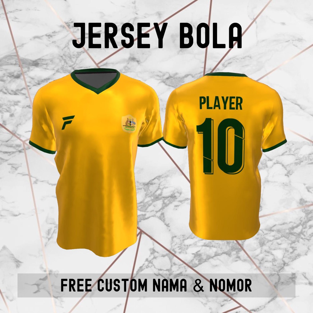 Jersey Australia Timnas Negara Bola Baju Kaos Custom Nama dan Nomor Punggung - 151