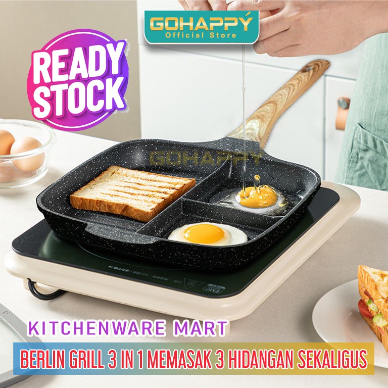 Panci 3 sekat Berlin Brunch Grill Fry Pan Multipan devided- FRYING PAN BERLIN Panci Grill Pan (28CM) Multifungsi 3 in 1 Devider Penggorengan -Panci 3 sekat Berlin Brunch Grill Fry Pan Multipan devided - Frypan 3 in 1 BERLIN