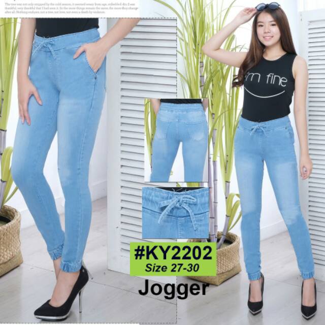 Celana Jeans Jogger/ Celana Joger / Celana Pinggang Karet / Celana Kaki karet / Celana Korea Terbaru