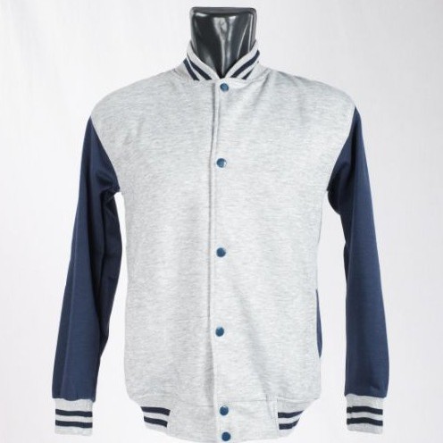 Jaket Baseball Polos Bahan Tebal pria wanita | Jaket baseball varsity-Abu-nevi
