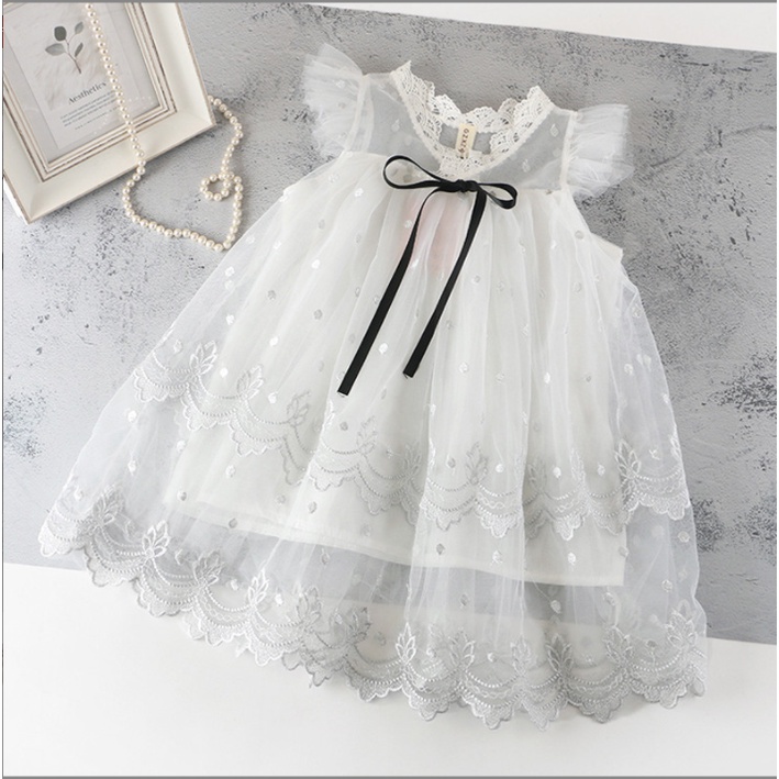 [KIDSWONDERLAND] 1011 Dress Angel Anak Perempuan Gaun Korean Style Impor Renda Bordir