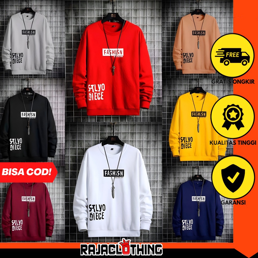 RCL - CREWNECK PRIA / STYLO DIECE / COD / MURAH / BAJU LENGAN PANJANG PRIA / BAJU DISTRO