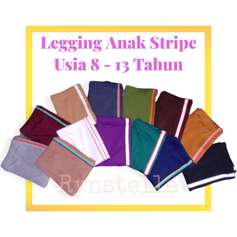 Legging Anak Strip usia 8 - 13 tahun / legging anak Perempuan