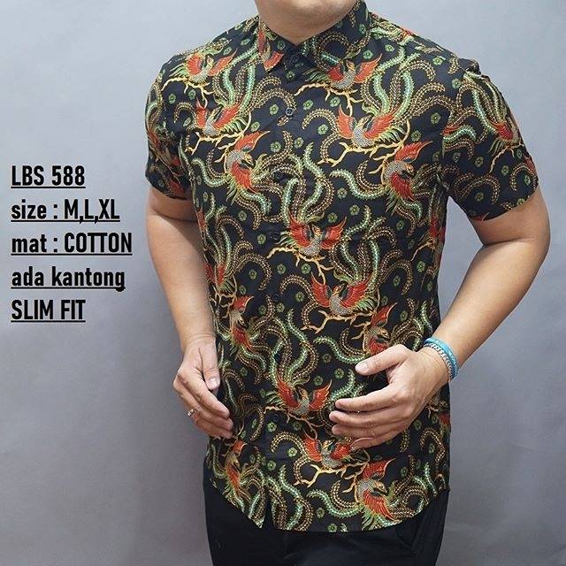 LBS 588 BATIK PRIA SLIMFIT LENGAN PENDEK LUIGI BATANI