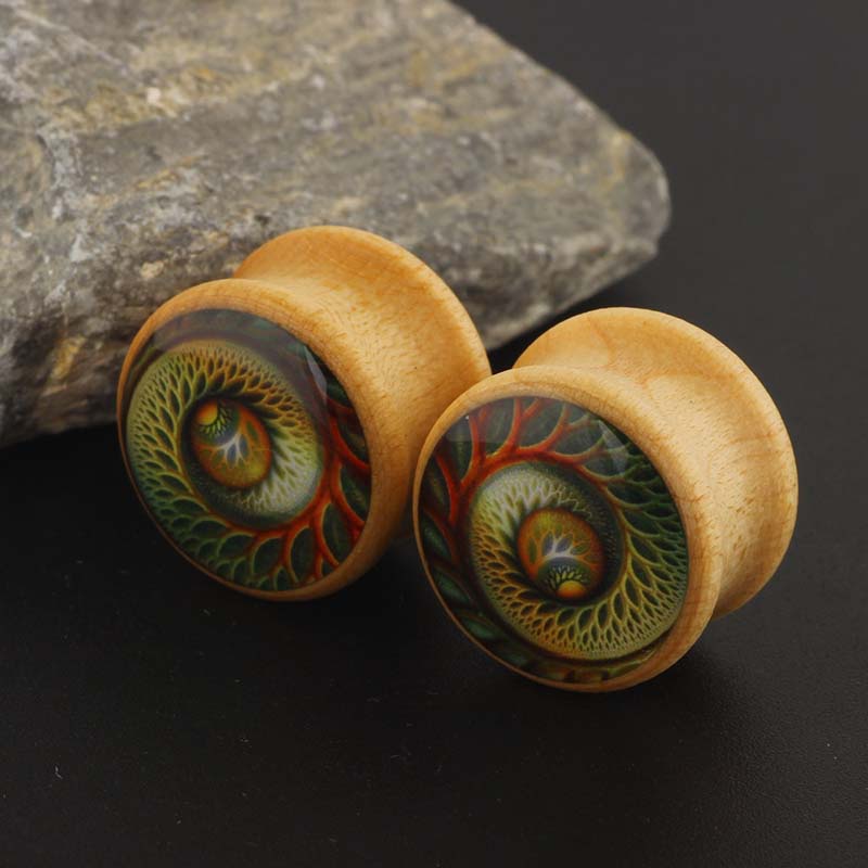 2pcs Anting Tusuk Bentuk Siput Bahan Kayu Ukuran 6-16mm